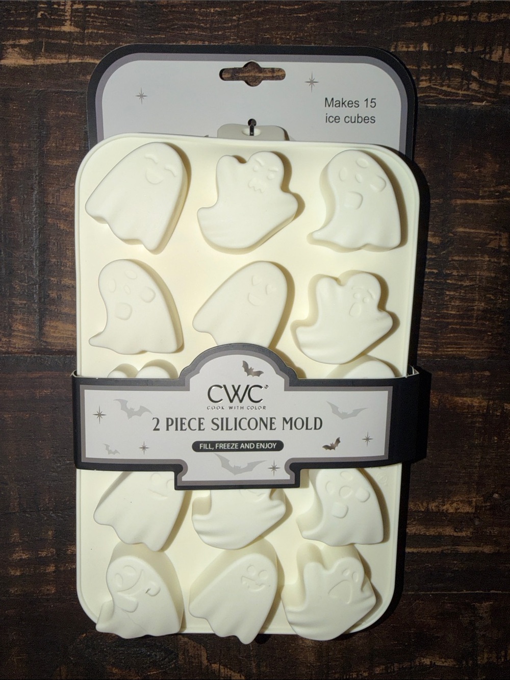 White / Cream  Ghost Silicone Mold - 2 Piece Halloween Ice Tray